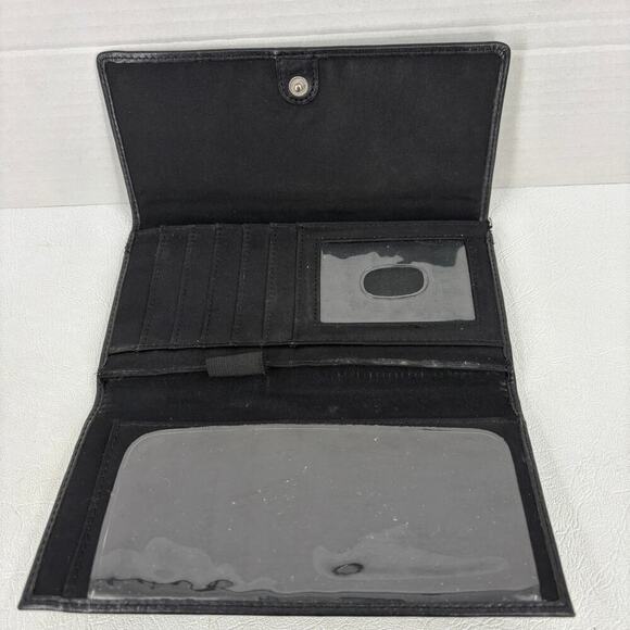 Wilsons Leather Bifold Checkbook Wallet Black Snap Close Credit Card ID - Picture 3 of 16